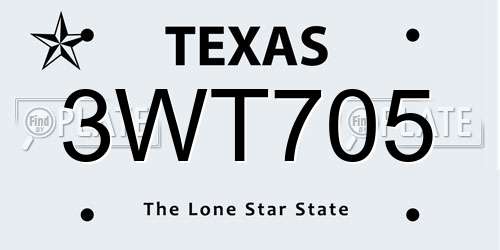 3WT705 Texas License Plate