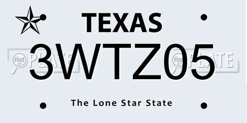 3WTZ05 Texas License Plate