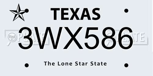 3WX586 Texas License Plate