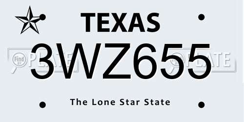 3WZ655 Texas License Plate