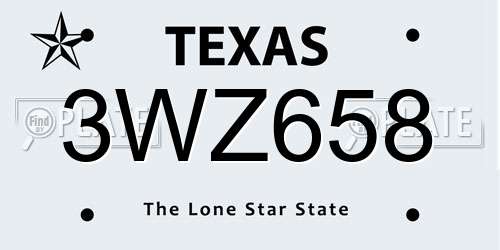 3WZ658 Texas License Plate