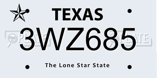 3WZ685 Texas License Plate