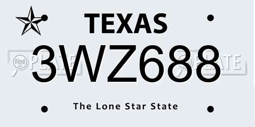3WZ688 Texas License Plate