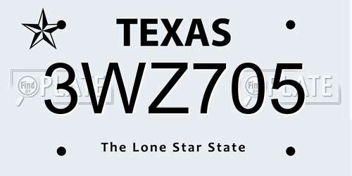 3WZ705 Texas License Plate