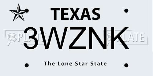 3WZNK Texas License Plate