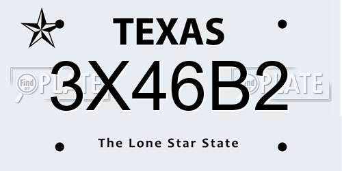 3X46B2 Texas License Plate