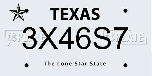 3X46S7 Texas License Plate