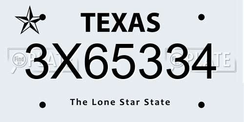 3X65334 Texas License Plate