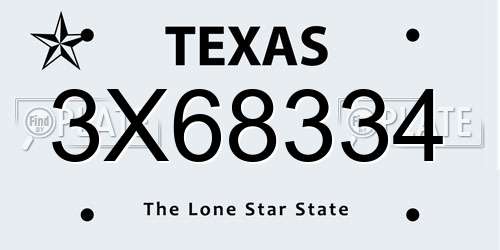 3X68334 Texas License Plate