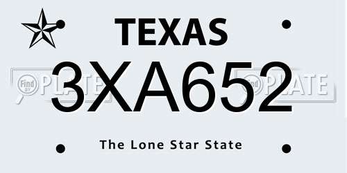 3XA652 Texas License Plate