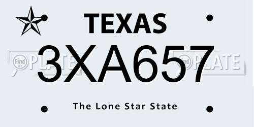 3XA657 Texas License Plate