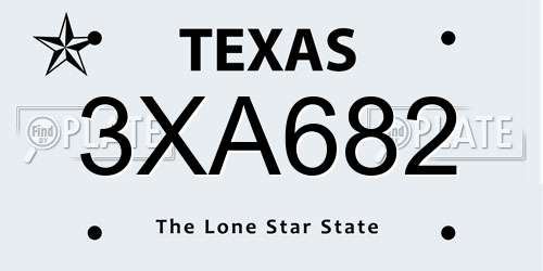 3XA682 Texas License Plate