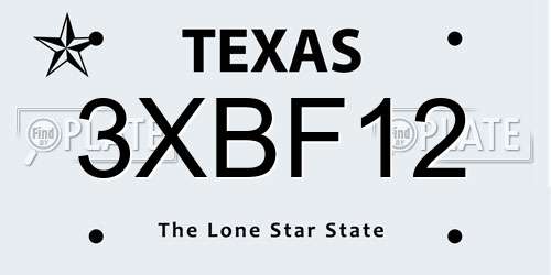 3XBF12 Texas License Plate