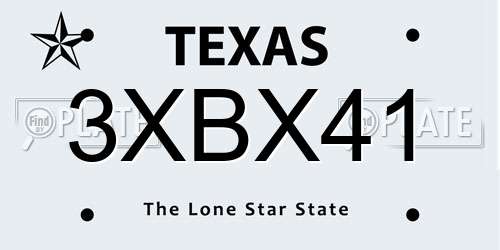 3XBX41 Texas License Plate