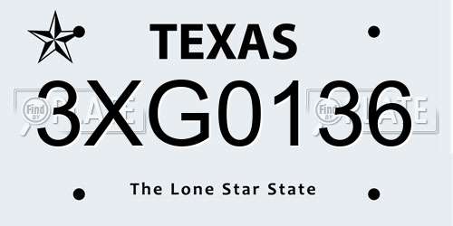3XG0136 Texas License Plate