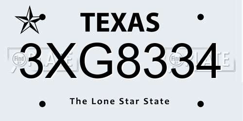 3XG8334 Texas License Plate