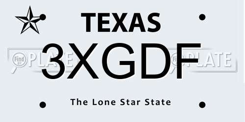3XGDF Texas License Plate