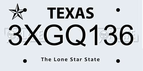 3XGQ136 Texas License Plate