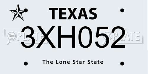 3XH052 Texas License Plate