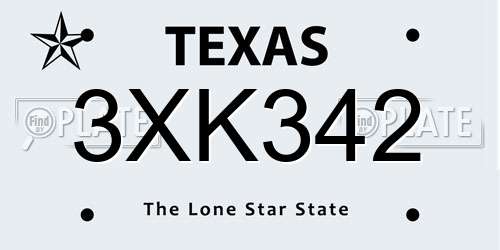 3XK342 Texas License Plate