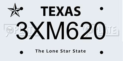 3XM620 Texas License Plate