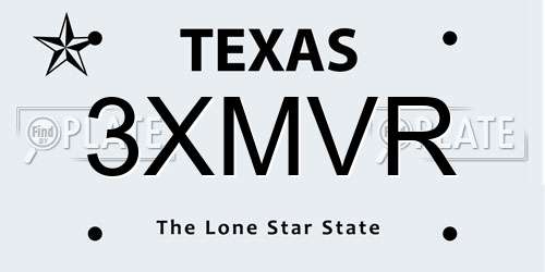 3XMVR Texas License Plate
