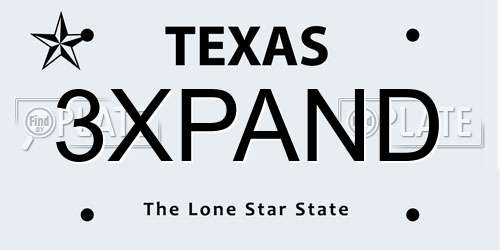3XPAND Texas License Plate