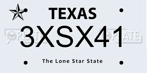 3XSX41 Texas License Plate