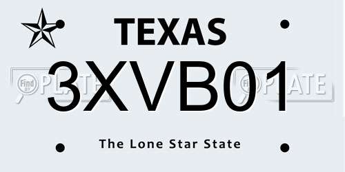 3XVB01 Texas License Plate