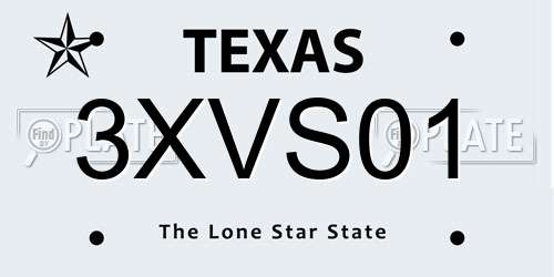 3XVS01 Texas License Plate