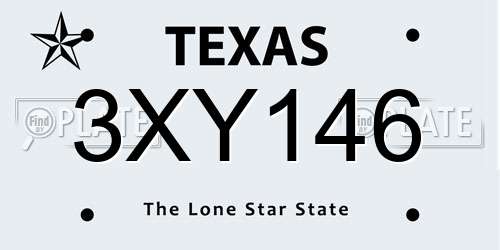 3XY146 Texas License Plate