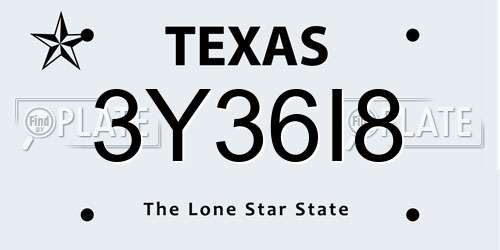 3Y36I8 Texas License Plate