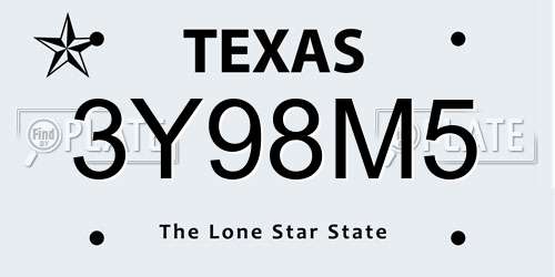 3Y98M5 Texas License Plate