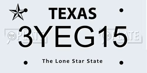 3YEG15 Texas License Plate