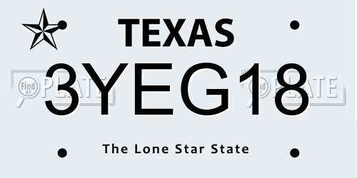 3YEG18 Texas License Plate