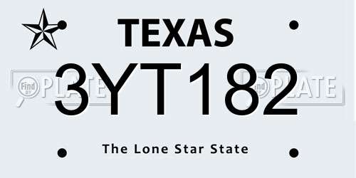 3YT182 Texas License Plate