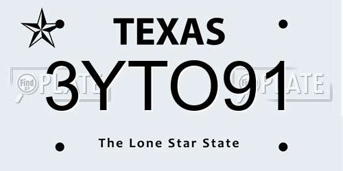 3YTO91 Texas License Plate