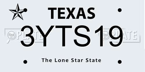 3YTS19 Texas License Plate