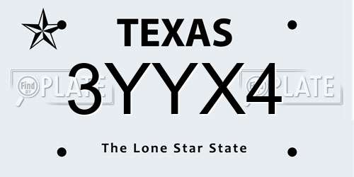 3YYX4 Texas License Plate