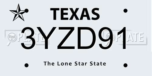 3YZD91 Texas License Plate