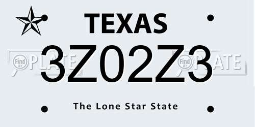 3Z02Z3 Texas License Plate
