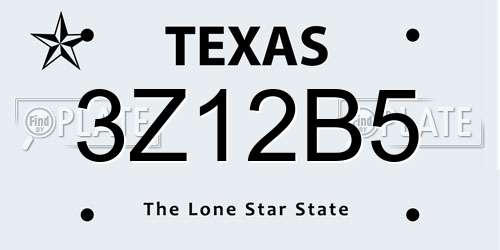3Z12B5 Texas License Plate