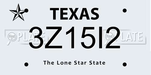 3Z15I2 Texas License Plate