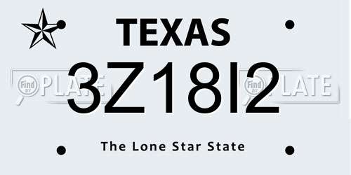 3Z18I2 Texas License Plate
