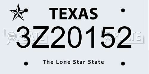 3Z20152 Texas License Plate