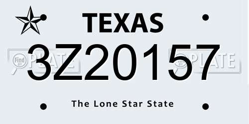 3Z20157 Texas License Plate