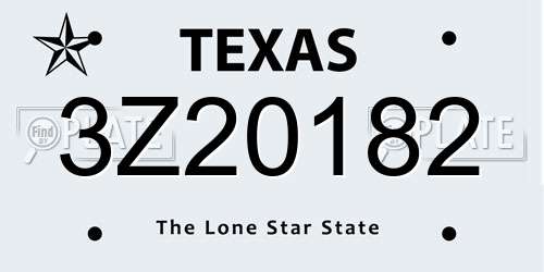 3Z20182 Texas License Plate