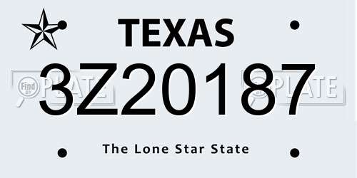 3Z20187 Texas License Plate