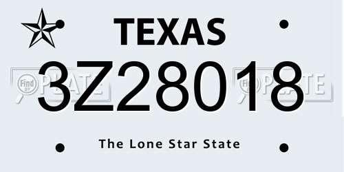 3Z28018 Texas License Plate