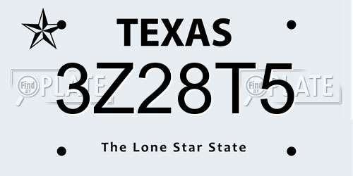 3Z28T5 Texas License Plate